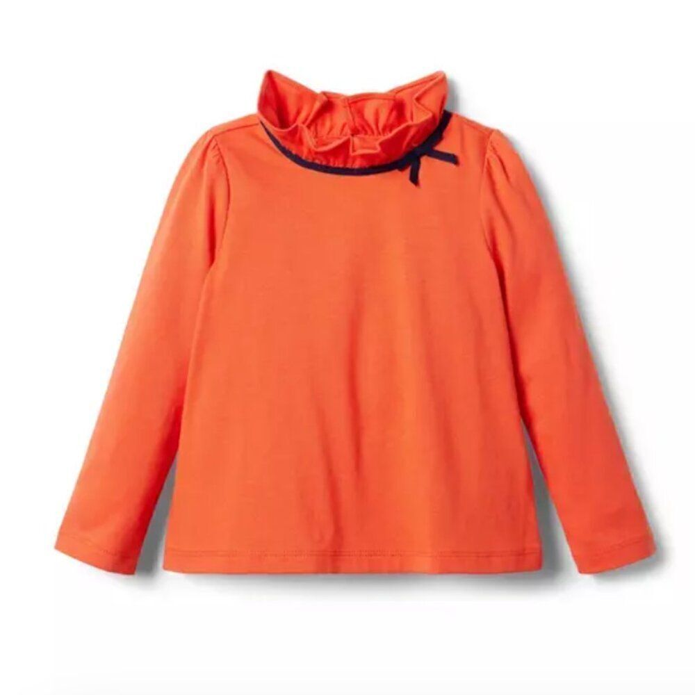Janie and Jack 100047194 Orange and NavyRuffle Collar Bow Jersey Top size 12 NWT